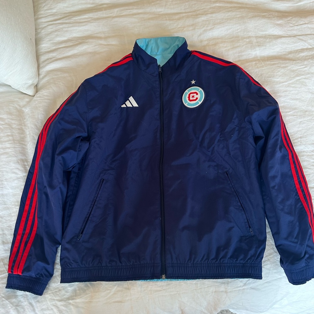 Adidas Chicago Fire Reversible Men's Navy and Red (& Light Blue) Windbreaker